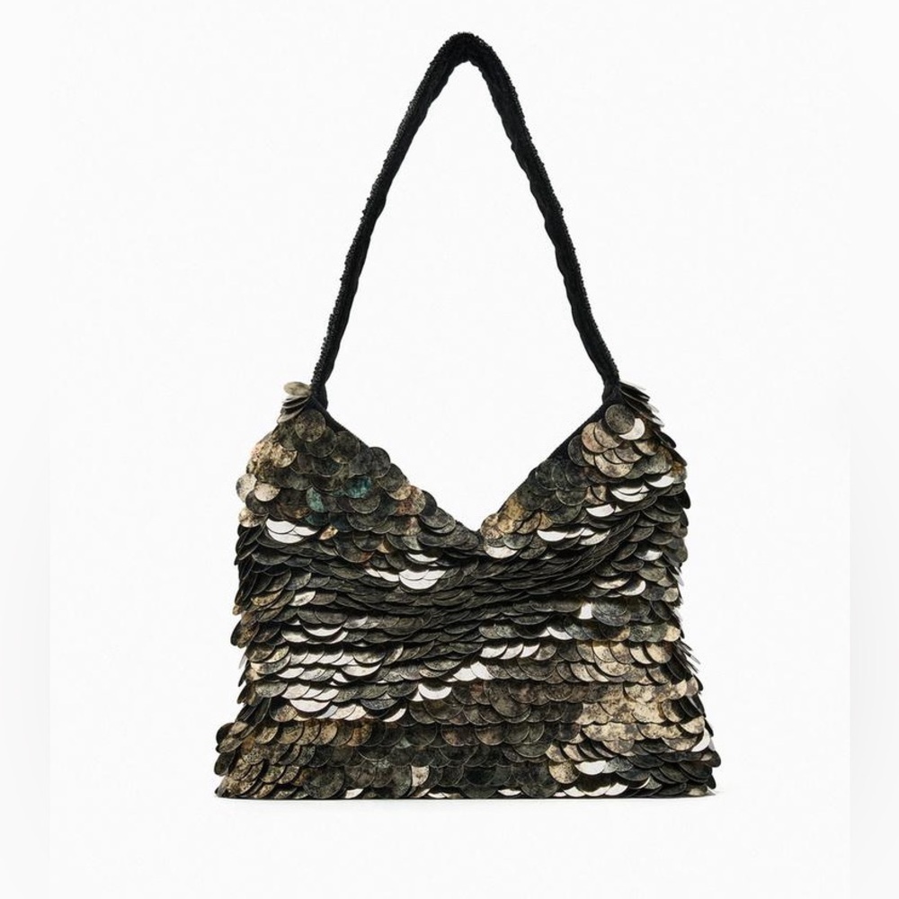 NWT. Zara Multiway Bucket Bag with Beading.